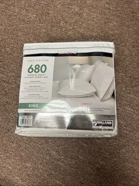 Kirkland Signature King 680-Thread 100% Cotton Sheet Set - White